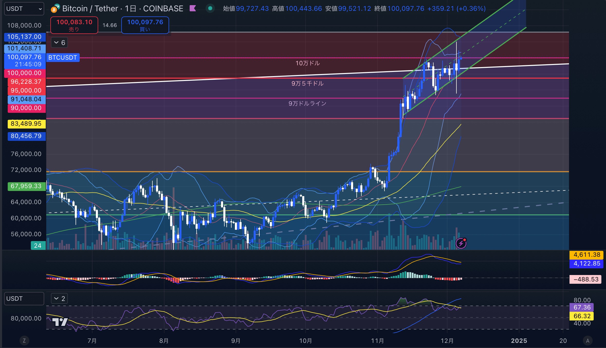 BTCUSD(ビットコイン/ドル)-1day(日足)2024年12月07日