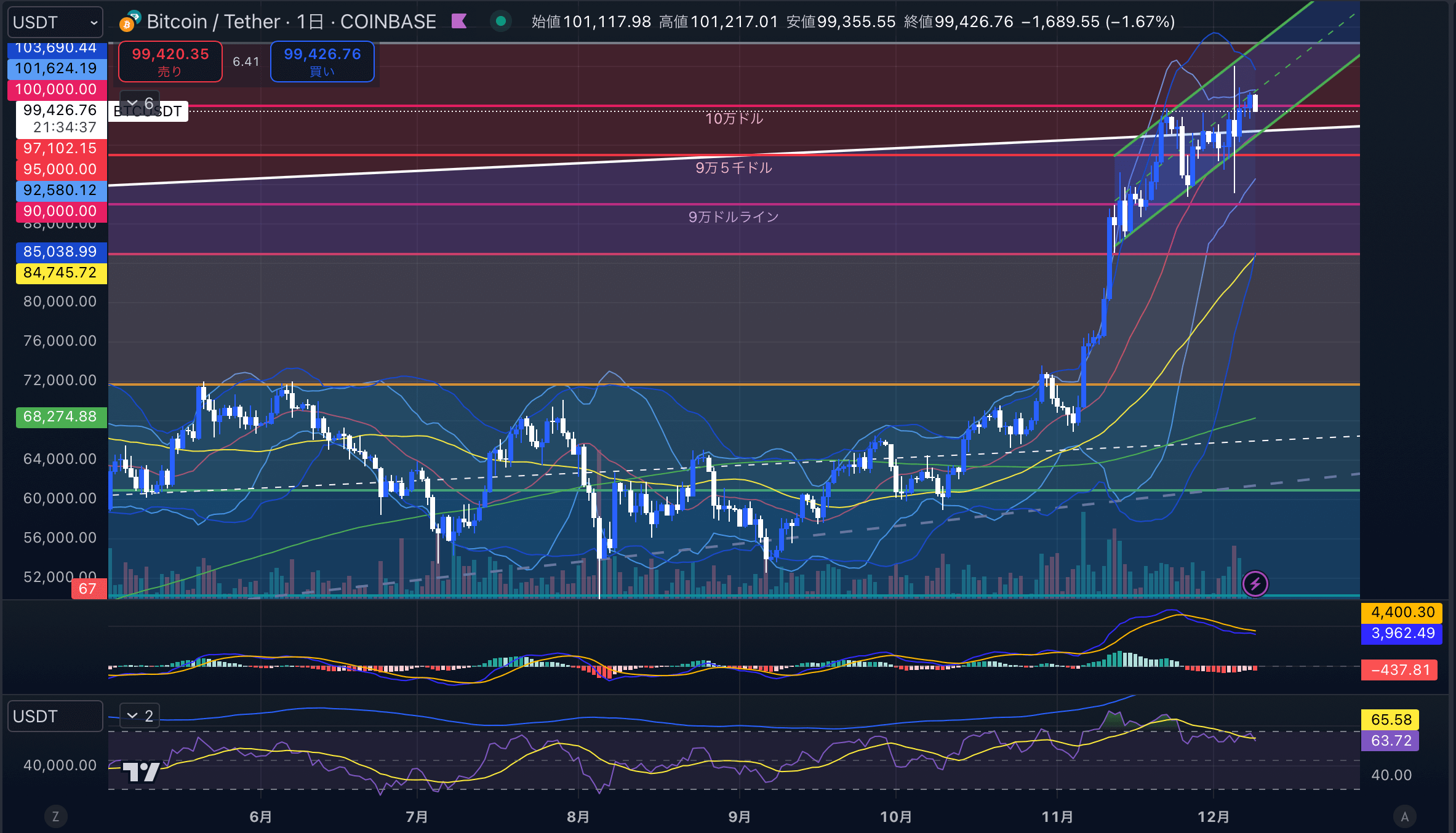 BTCUSD(ビットコイン/ドル)-1day(日足)2024年12月09日