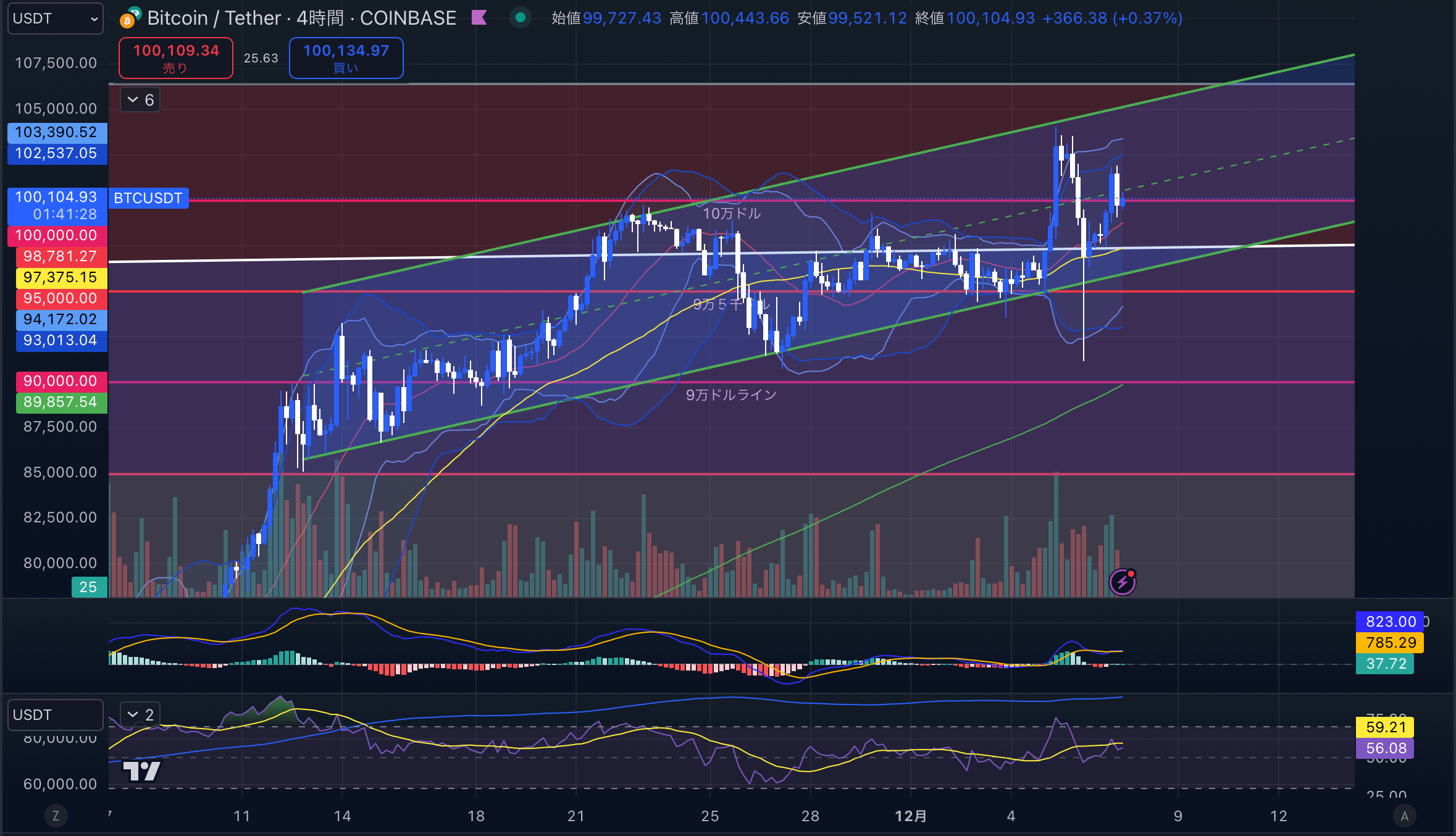 BTCUSD(ビットコイン/ドル)-4hour(4時間足)2024年12月07日