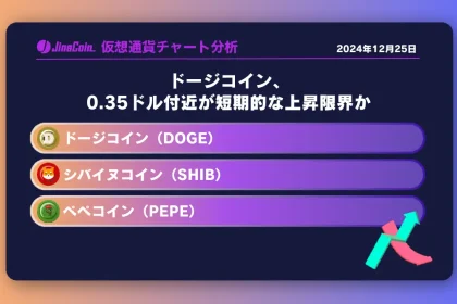 ドージコイン、0.35ドル付近が短期的な上昇限界か　ミームコインチャート分析：ドージコイン（DOGE）、柴犬コイン（SHIB）、ペペコイン（PEPE）2024-12-25