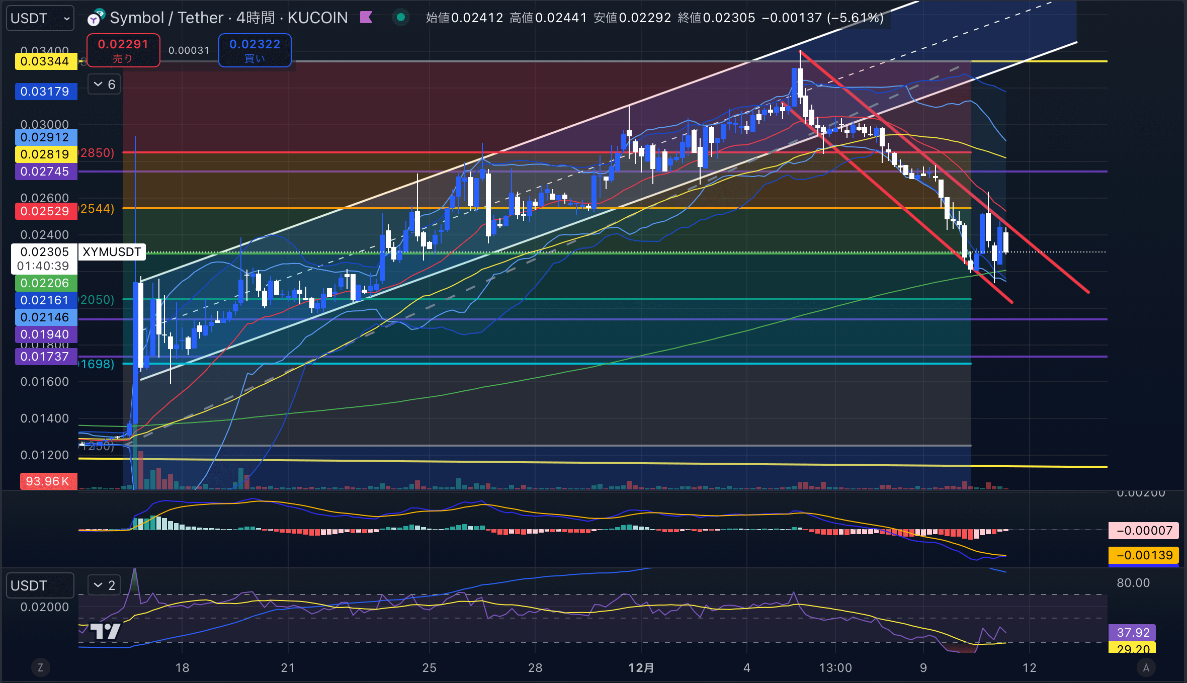 シンボルチャート分析画像 2024年12月11日 XYMUSD 4時間足