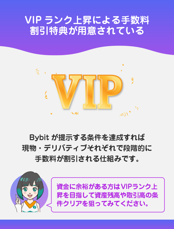 VIPランクで取引手数料割引を受ける