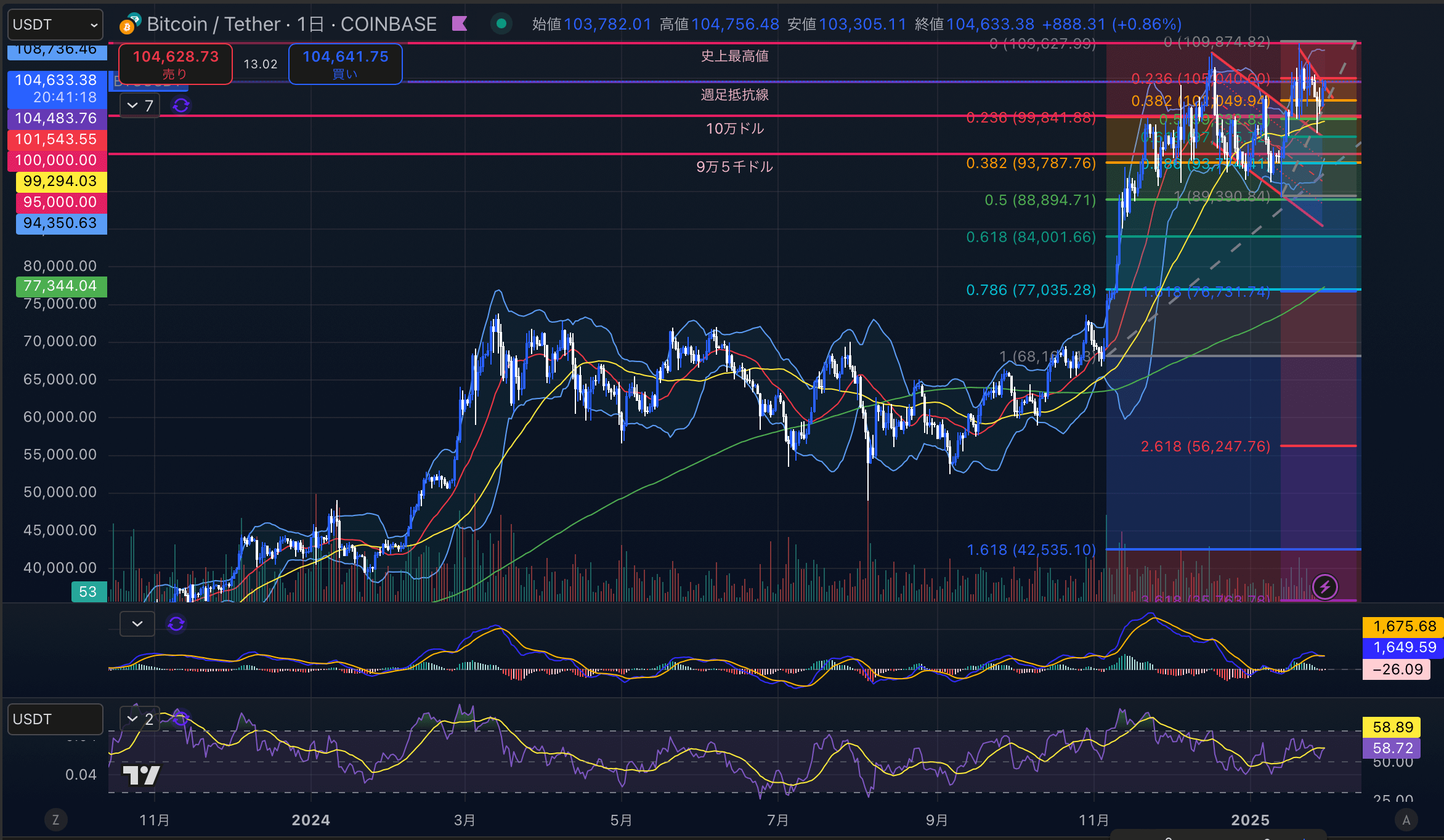 ビットコイン（BTC USD）日足チャート分析 2025年1月30日