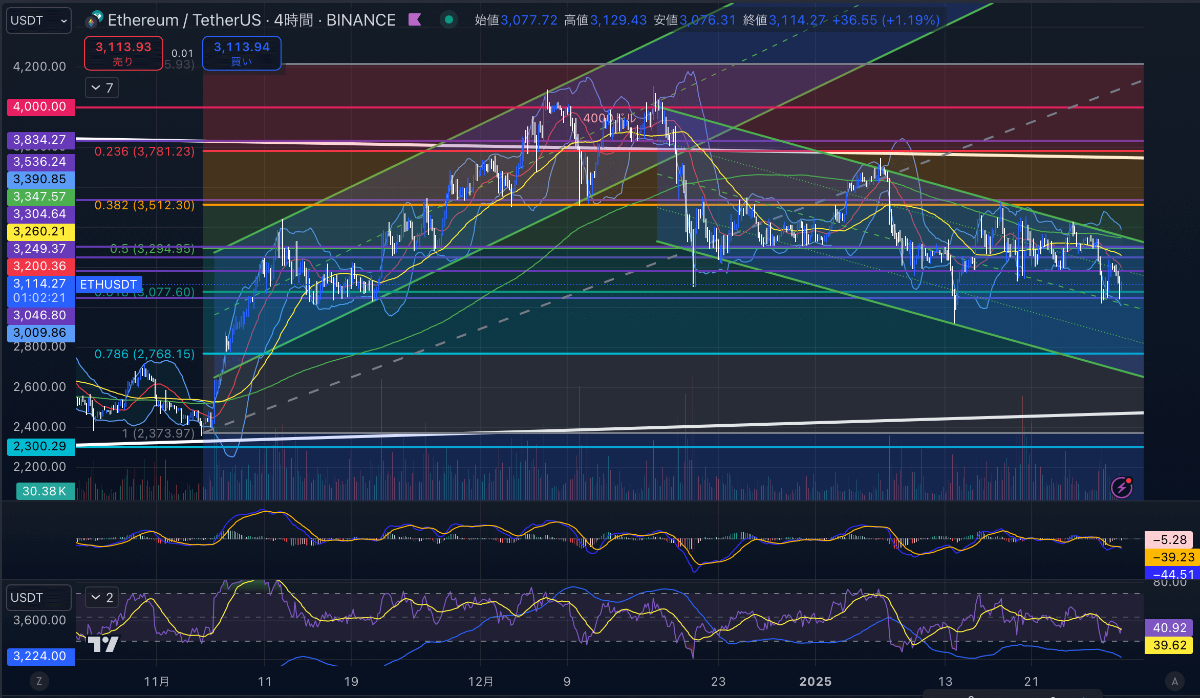 イーサリアム　（ETHUSD）日足チャート分析　2025年1月29日