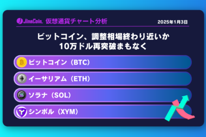 ビットコイン（BTC）、イーサリアム（ETH）、ソラナ（SOL）、シンボル（XYM）仮想通貨チャート分析　2025年1月3日