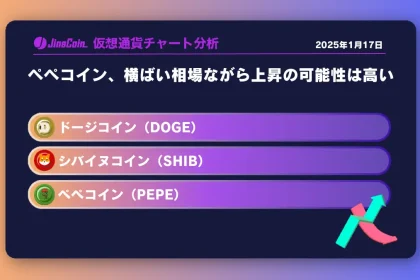 ペペコイン、横ばい相場ながら上昇の可能性は高い　ミームコインチャート分析：ドージコイン（DOGE）、柴犬コイン（SHIB）、ペペコイン（PEPE）2025-01-17