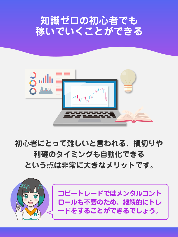 トレードの知識が全くなくても稼ぐことができる