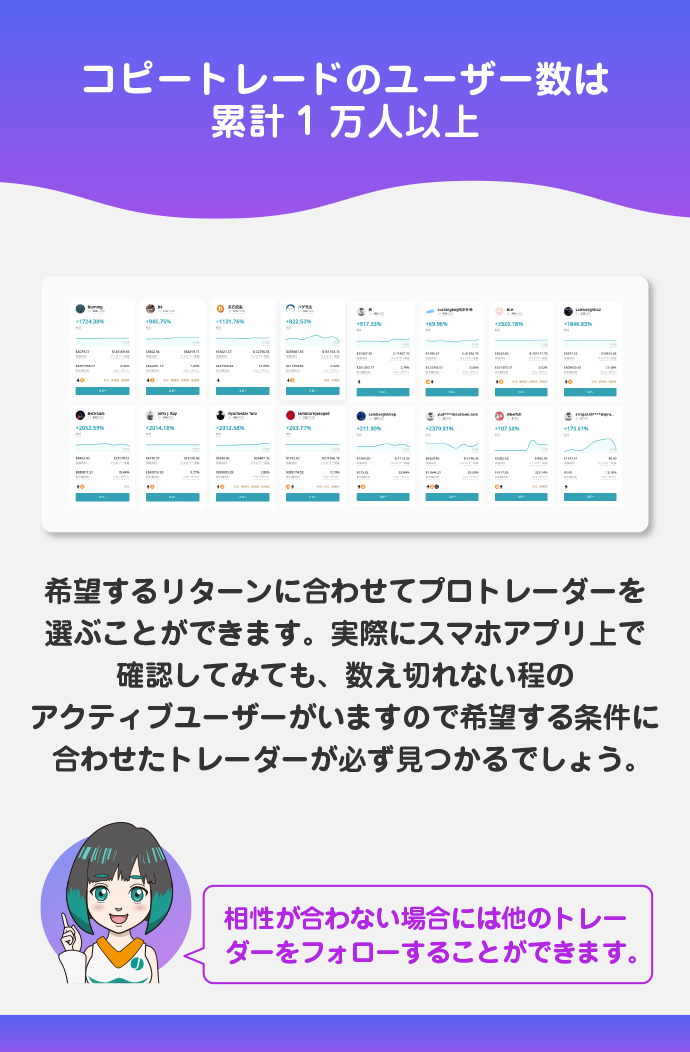 選べるトレーダーの数が多い