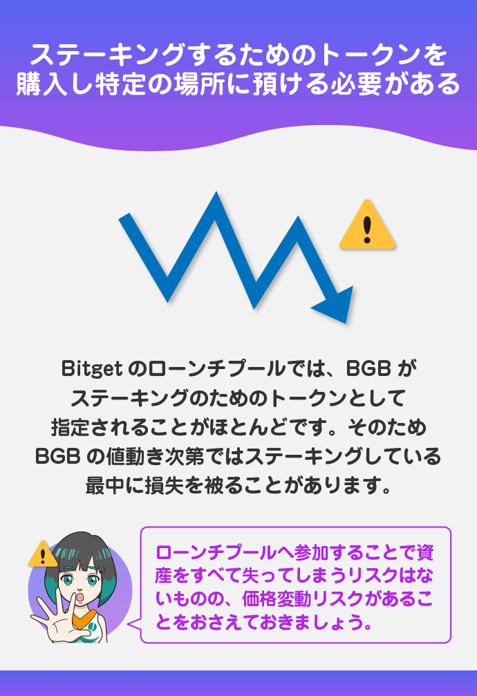 預けるトークンの価値が下がる可能性がある