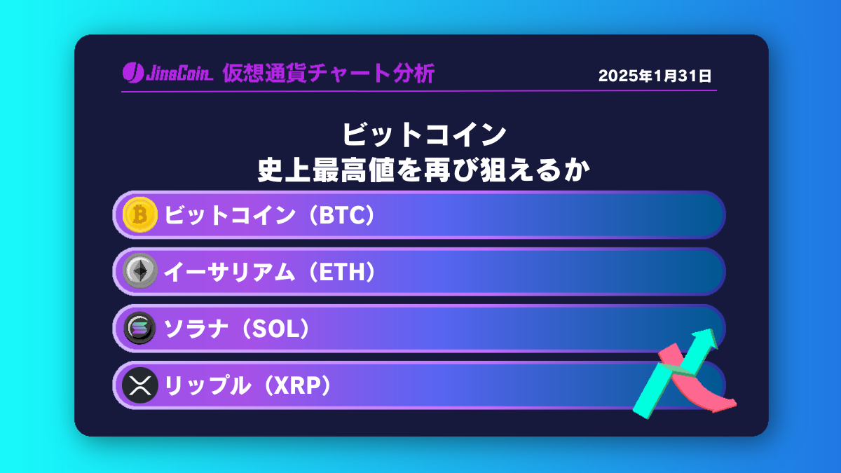 ビットコイン相場、史上最高値を再び狙えるか【仮想通貨チャート分析】BTC、ETH、XRP、SOL