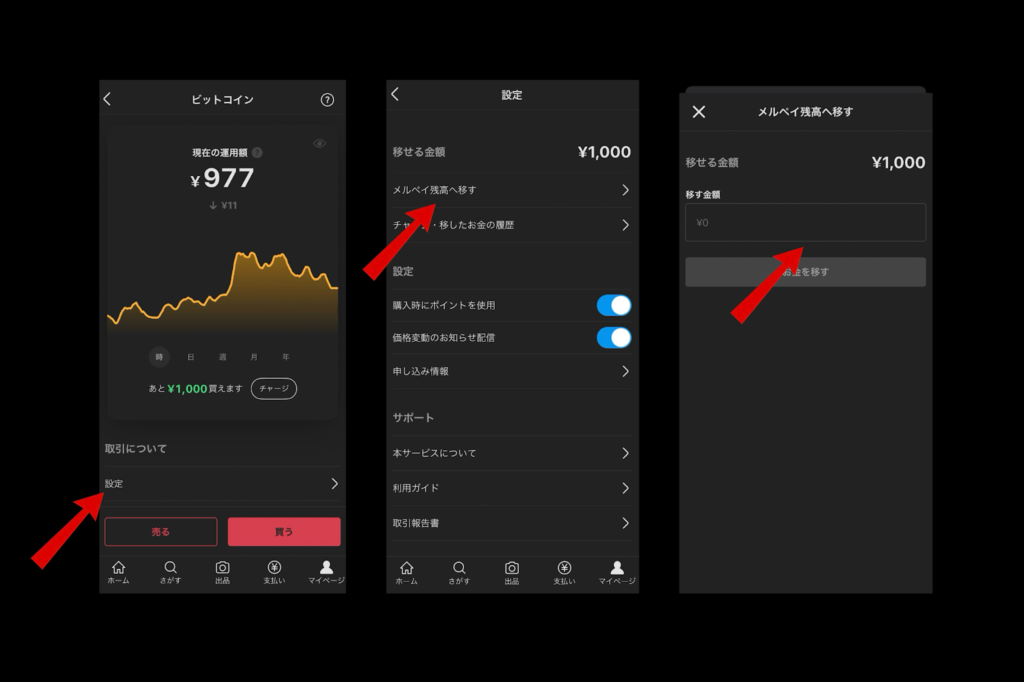 画像15:メルカリビットコイン儲かる「メルペイ残高に移す」