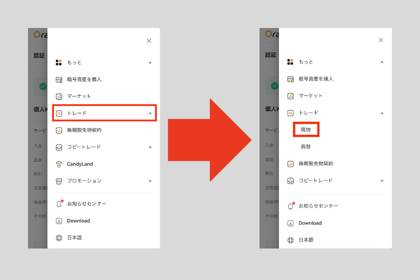 画像21：OrangeX 使い方「現物取引方法」