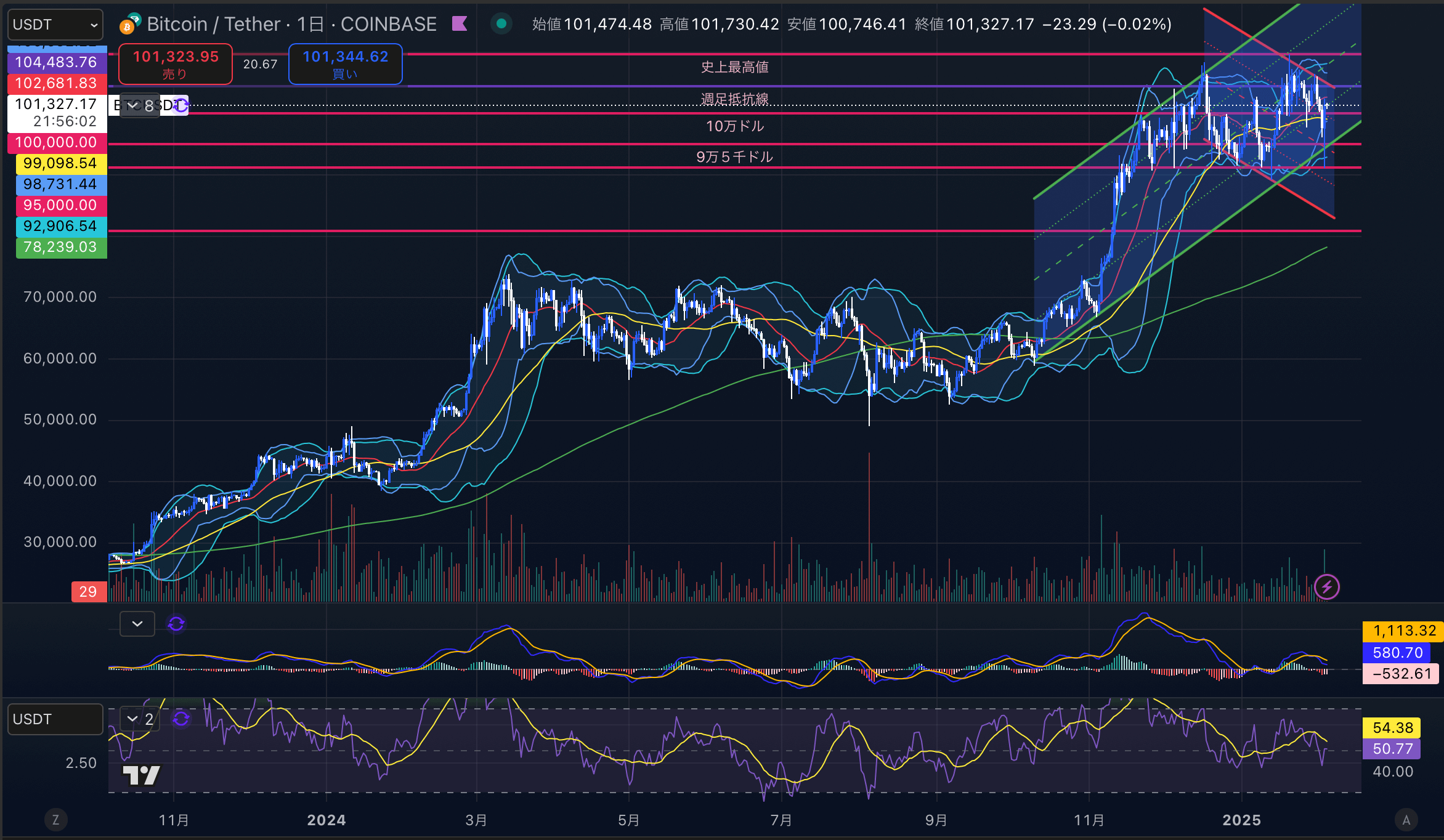 ビットコイン（BTC USD）日足チャート分析 2025年2月4日