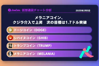 メラニアコイン、クジラ介入で上昇　次の目標は1.7ドル突破　ミームコインチャート分析：ドージコイン（DOGE）、柴犬コイン（SHIB）、トランプコイン（TRUMP）、メラニアコイン（MELANIA）2025-02-05