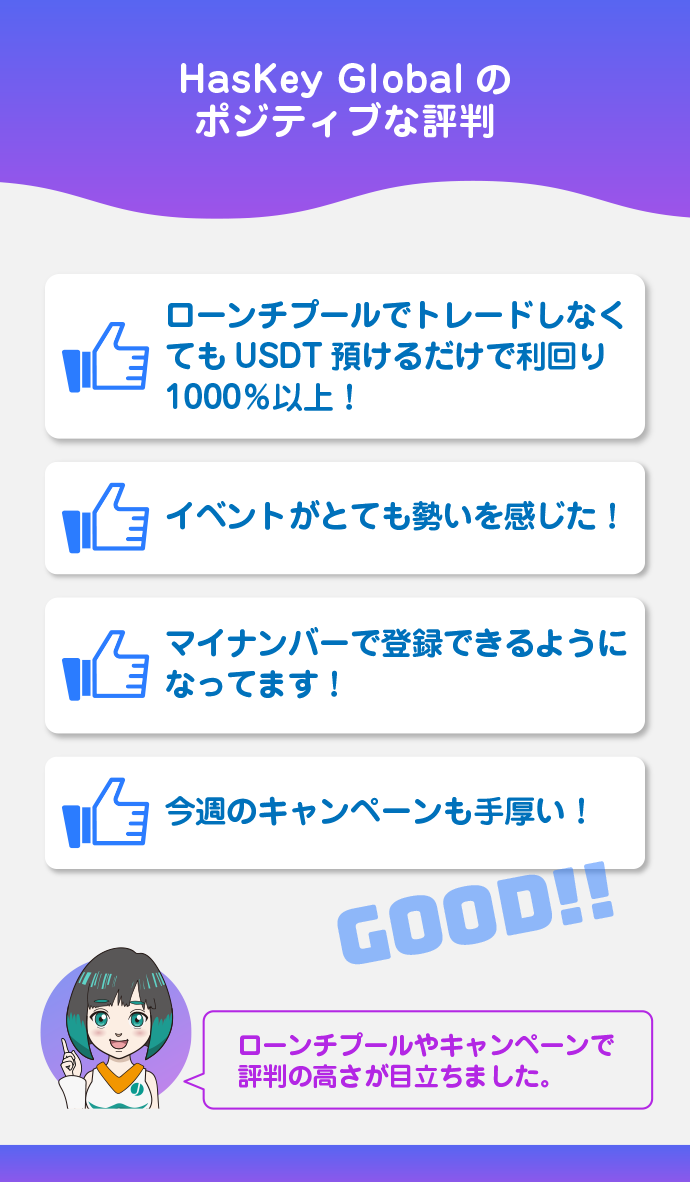 HasKey Globalのポジティブな評判