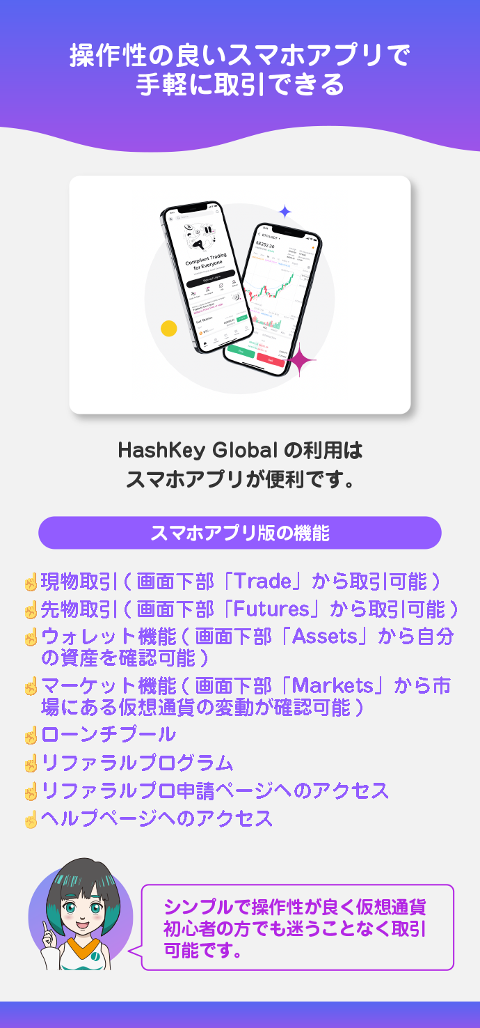 操作性の良いスマホアプリで手軽に取引できる