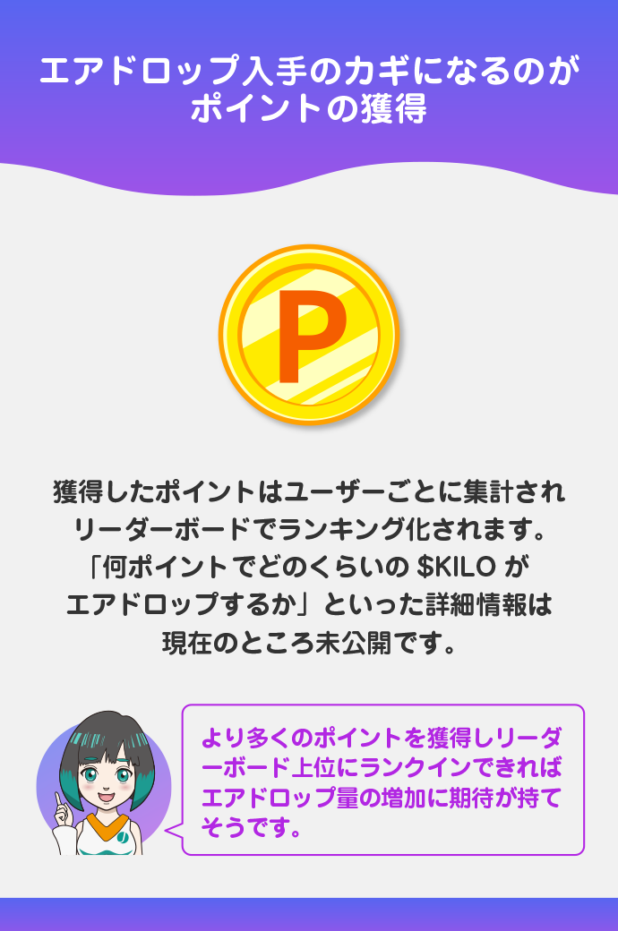 エアドロップ入手にはポイント獲得が必要