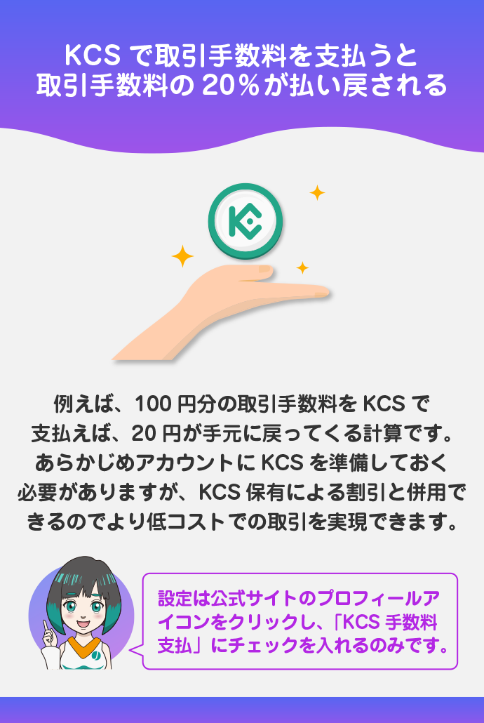 KCSで取引手数料の支払いを行う