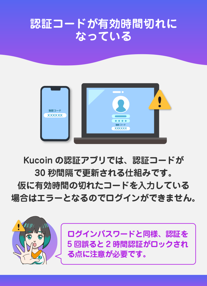 2段階認証コードの有効時間切れ