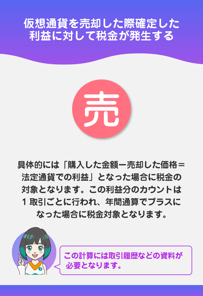 仮想通貨を売却した場合