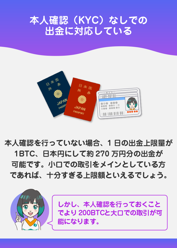 KYC有無による出金上限・制限
