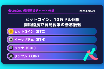 ビットコイン、10万ドル回復　関税延長で貿易戦争の懸念後退【仮想通貨チャート分析】BTC、ETH、XRP、SOL