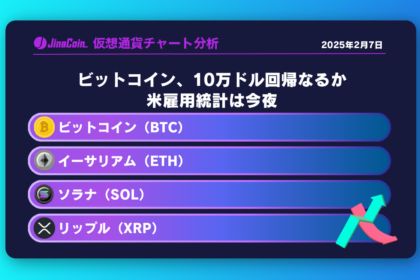 ビットコイン10万ドル回帰なるか｜米雇用統計今夜【仮想通貨チャート分析】BTC、ETH、XRP、SOL