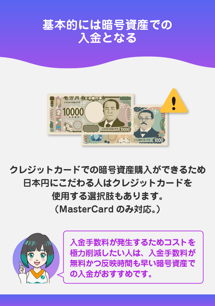 日本円での入出金は不対応
