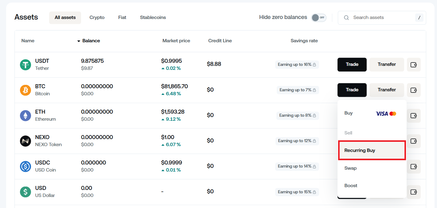 「Recurring Buy(定期購入)」を選択