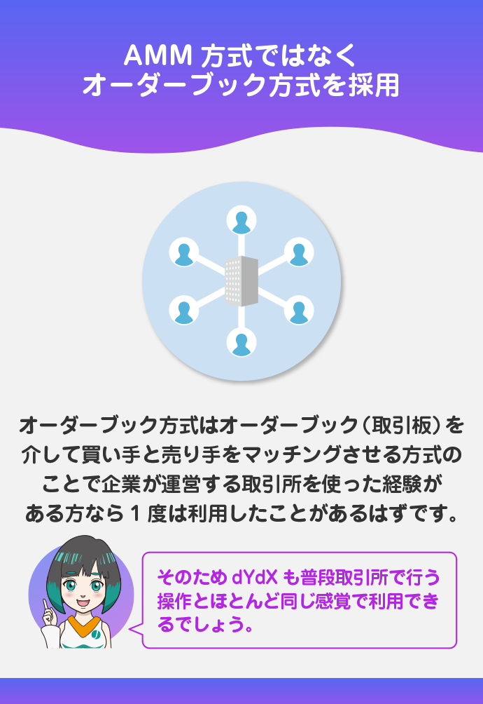 中央集権型取引所と同じ感覚で利用できる