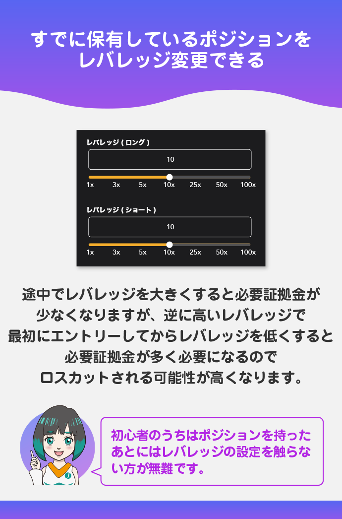 レバレッジの途中変更ができる