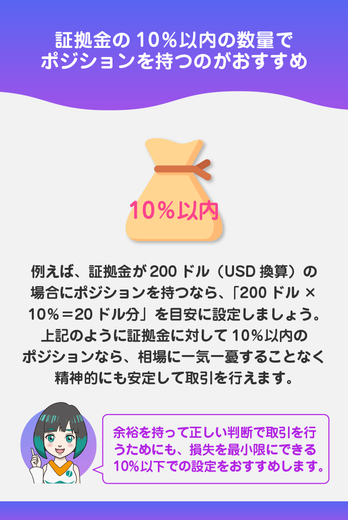 証拠金(口座資金量)に合わせてポジションを持つ