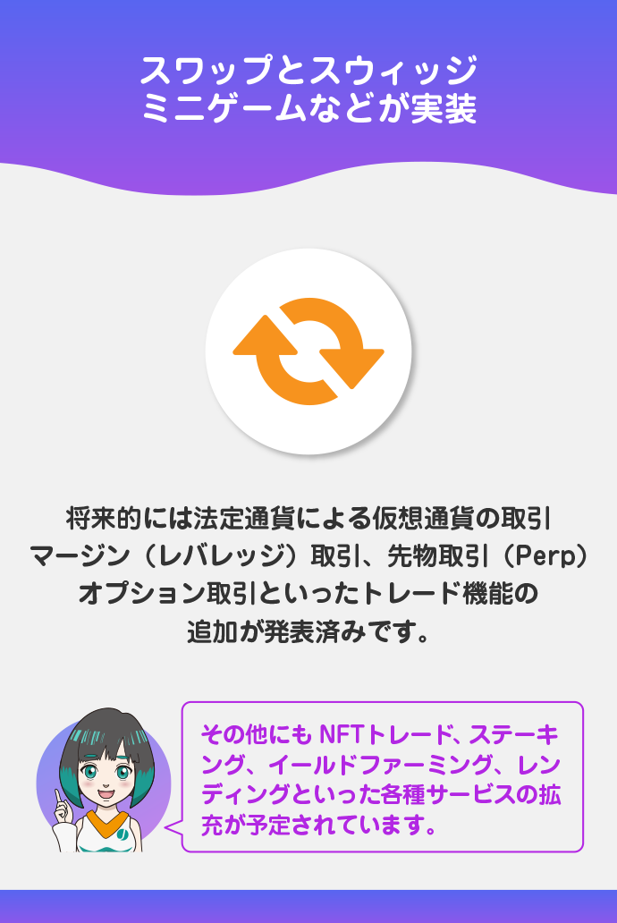 DeFiやCEXと同様に数多くの機能を提供予定