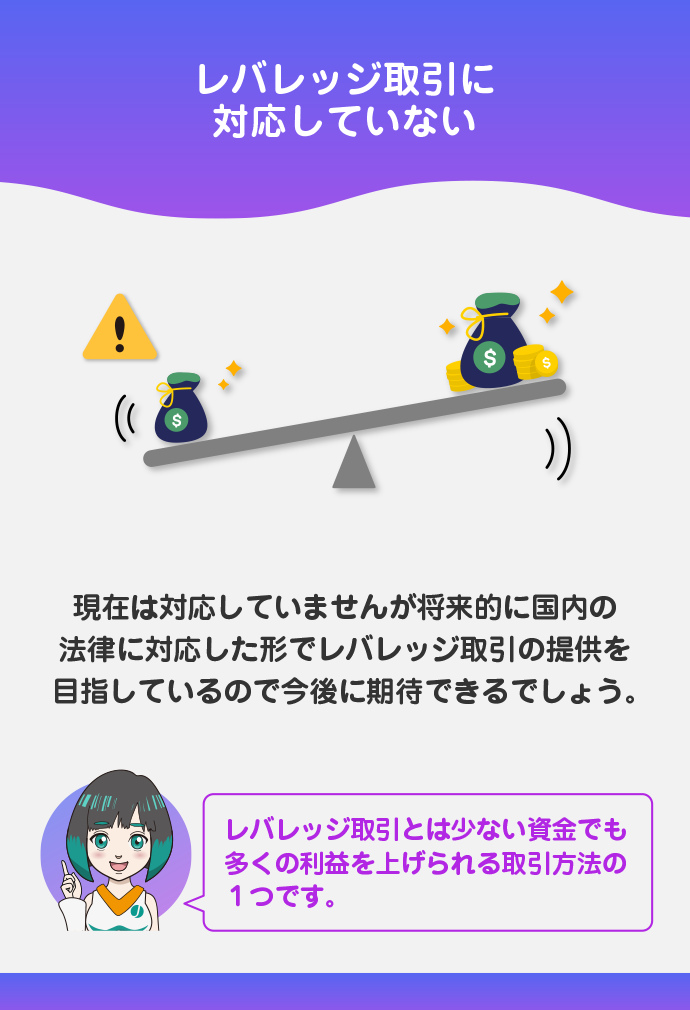 レバレッジ取引に対応していない