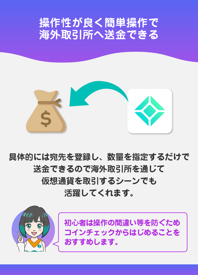簡単操作から送金が可能