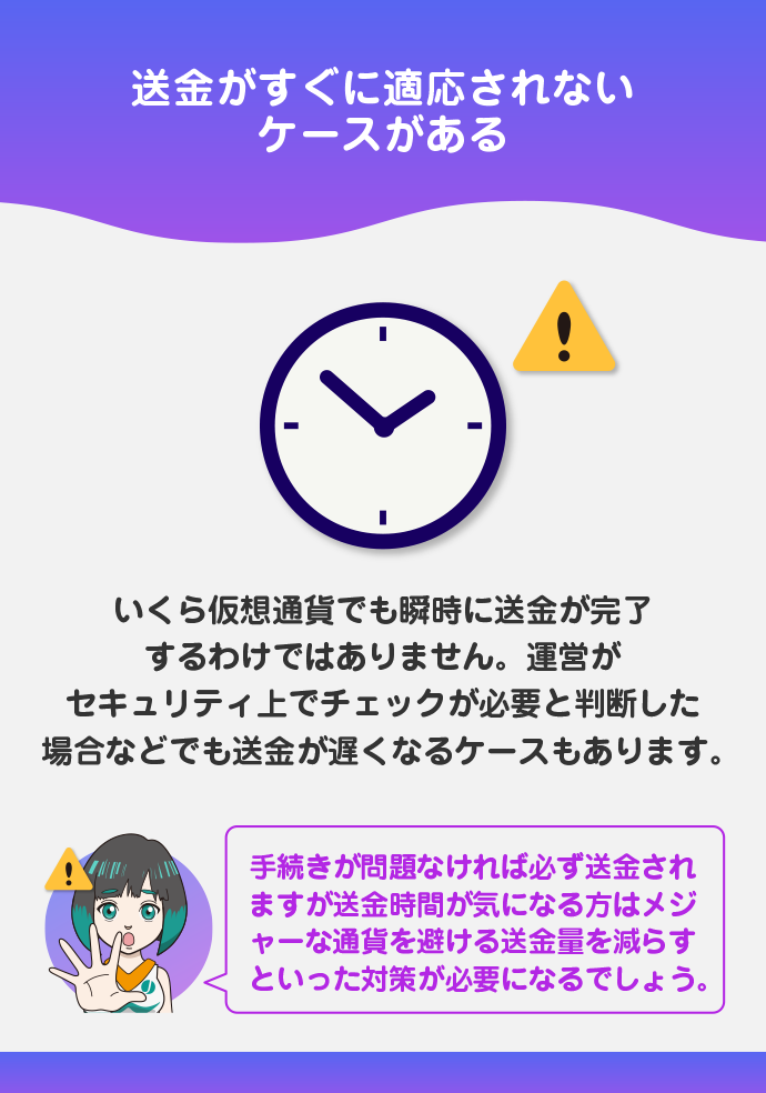 送金に時間がかかる場合がある