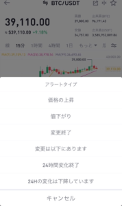 アラートタイプを選択