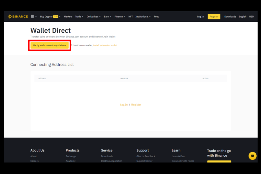 取引所アカウント側でWallet Directを選択