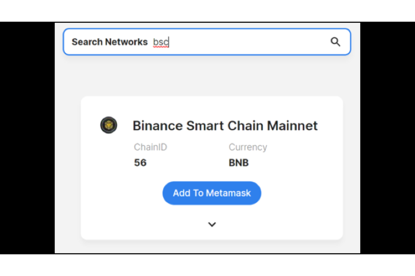 BSC」と入力→「Add To Metamask」をタップ