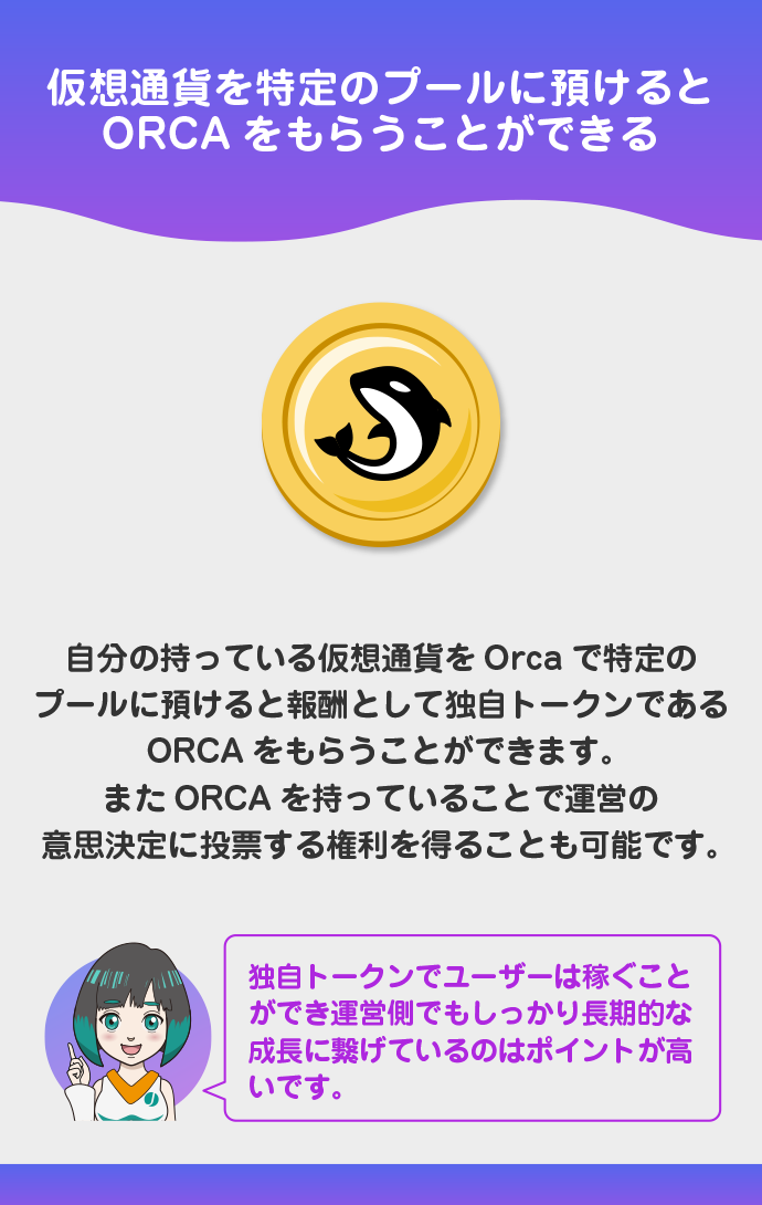 独自のガバナンストークンORCAを発行している