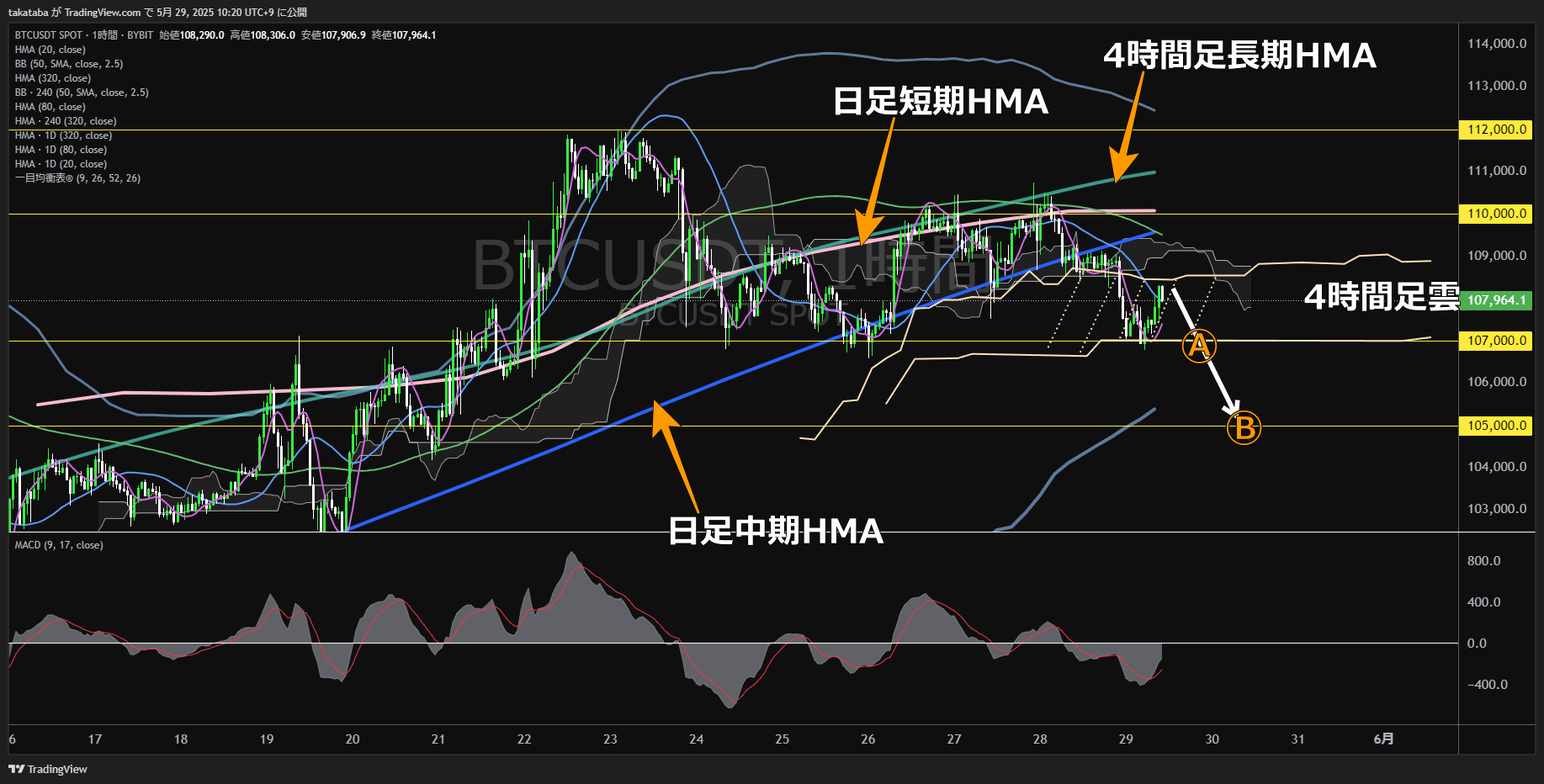 ビットコイン(BTC)-1時間足チャート分析-2025年5月29日