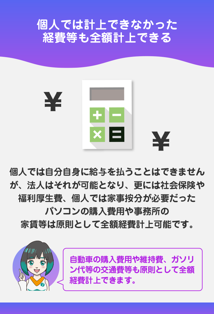 経費として計上できる範囲が広がる