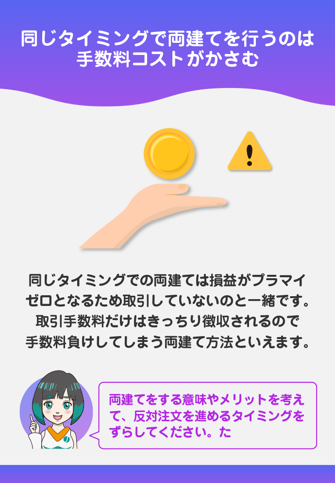 同じタイミングでの両建ては無意味