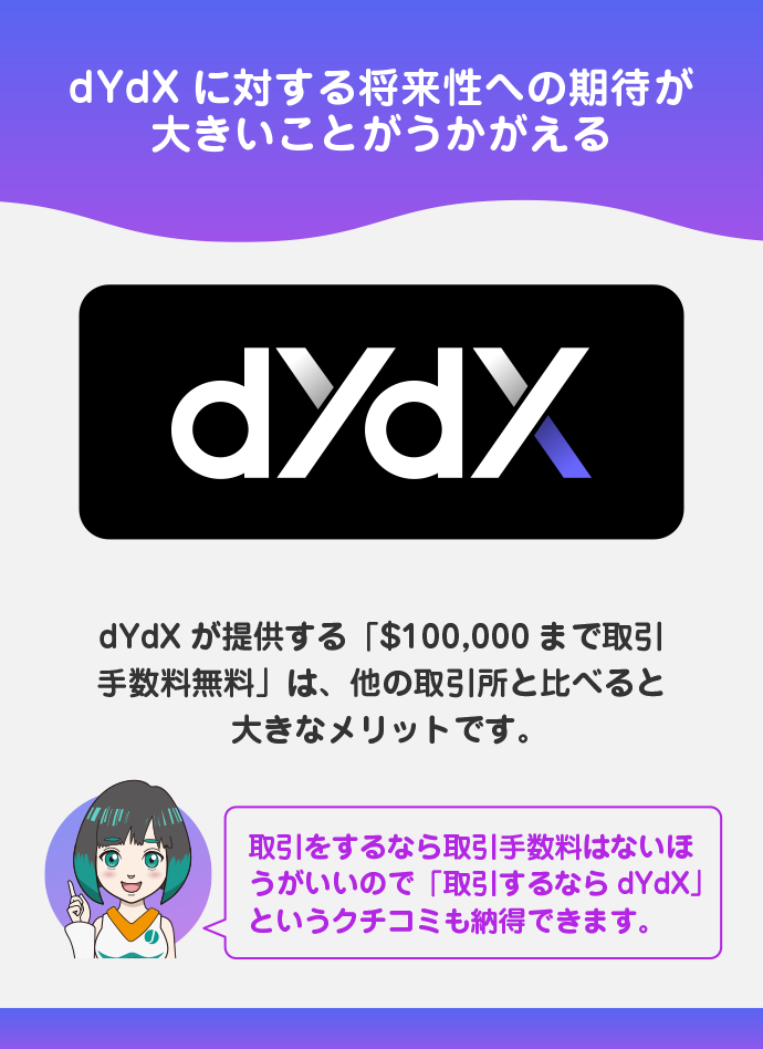 評判・クチコミから見えるdYdXの特徴