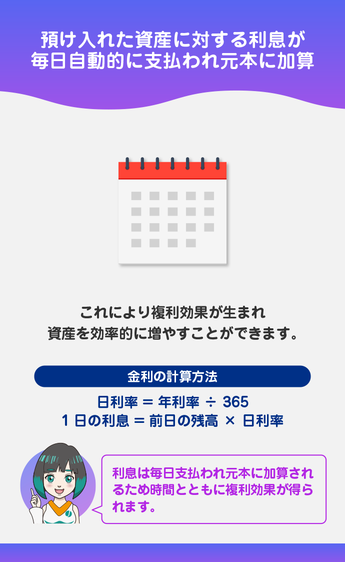 配当は日払い制で自動受取