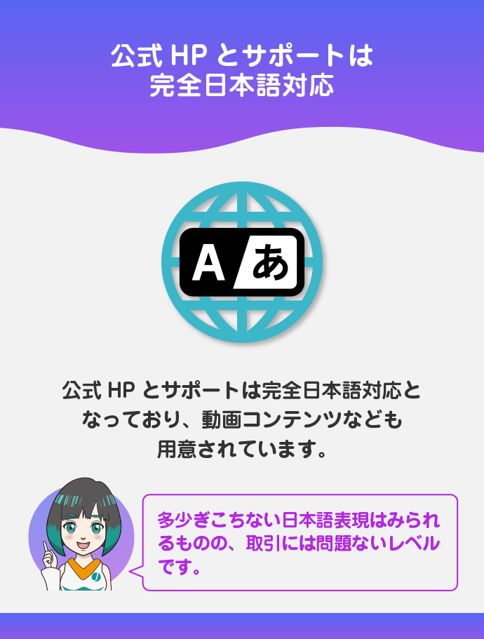 公式HP・サポートが日本語対応でわかりやすい