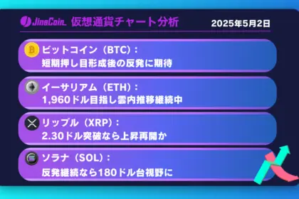 ビットコイン、短期押し目後に注目──10万ドルが視野に入る【仮想通貨チャート分析】BTC、ETH、XRP、SOL2025年5月2日