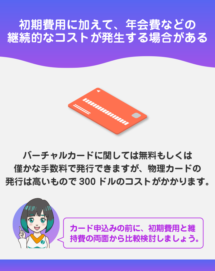 発行手数料・維持費の有無