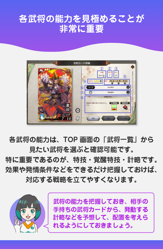 武将の能力を見極める