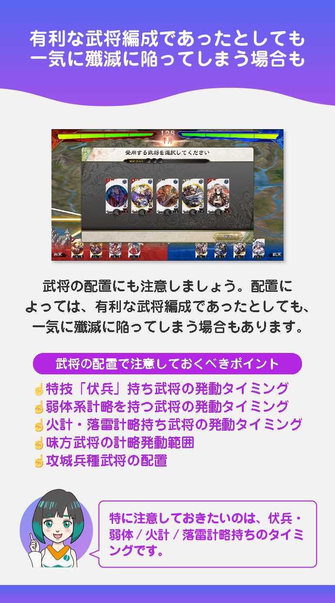武将の配置に注意する